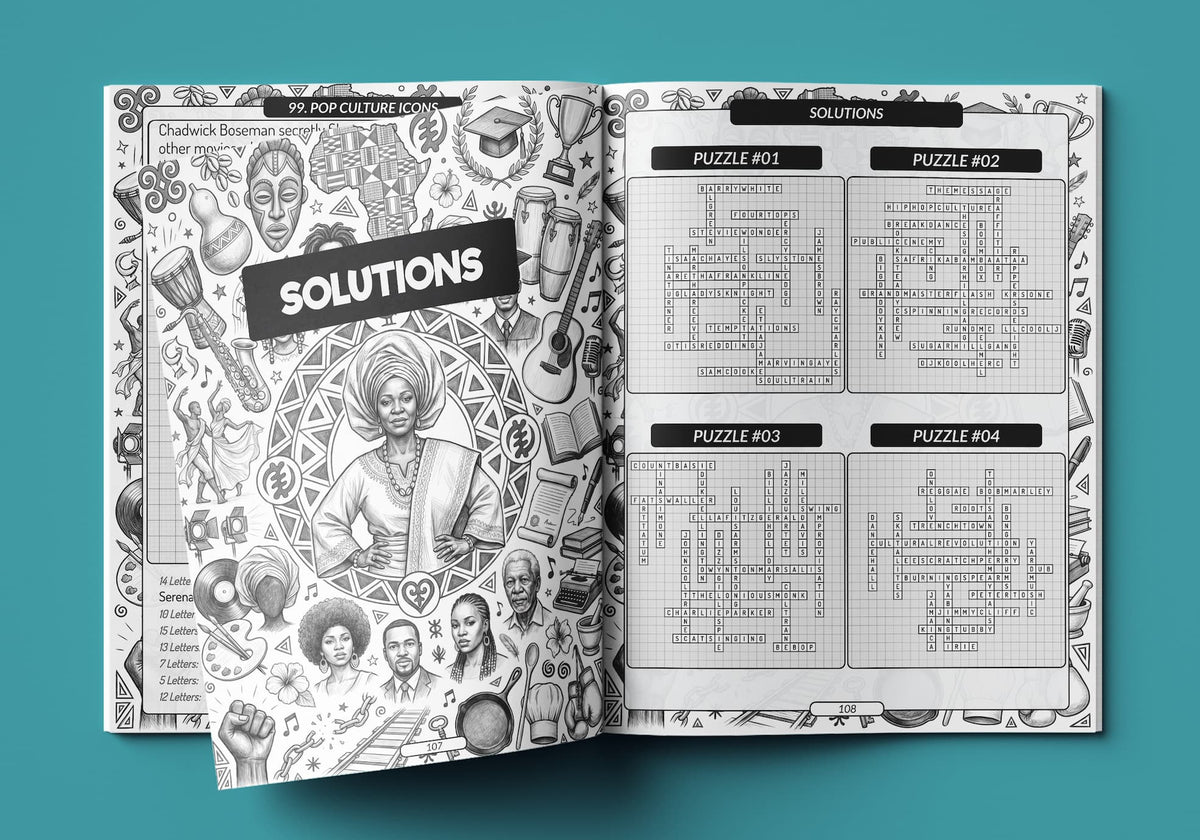 Black Culture Fill-In Puzzles solutions pages at the back of the book