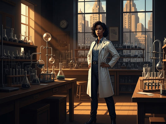 African American woman scientist in a 1940s laboratory