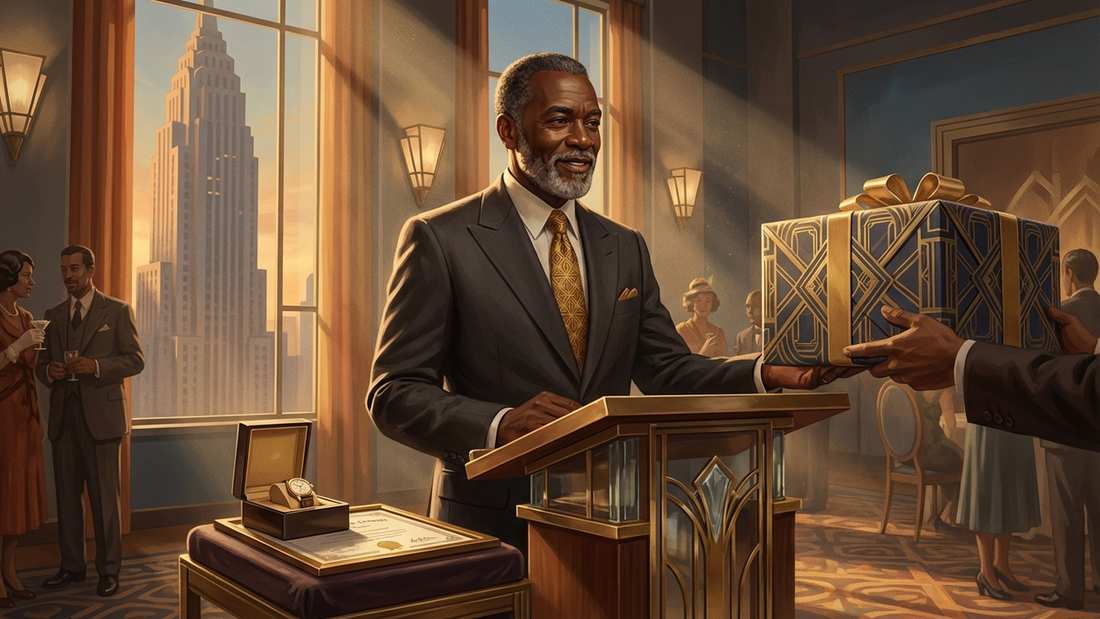 Retirement gifts that honor a lifetime of service - Art Deco illustration