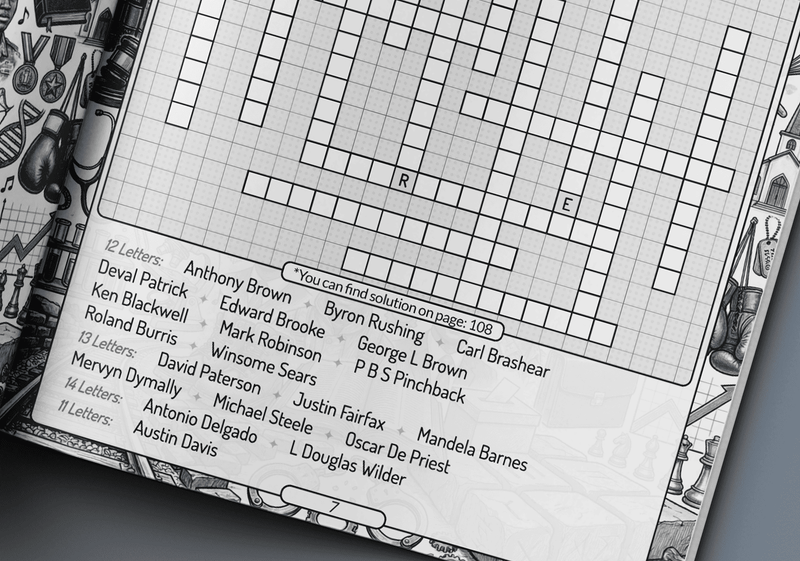 Black Men fill-in puzzle book large print 16pt grid designed for adults and seniors by Imani Oliver
