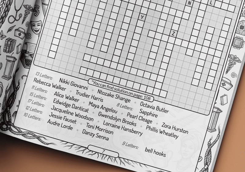 Black Women fill-in puzzle book large print 16pt grid designed for adults and seniors by Imani Oliver
