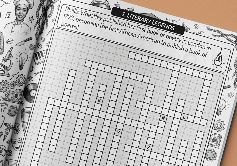 Black Women fill-in puzzle book fun fact page teaching Black history and heritage by Imani Oliver
